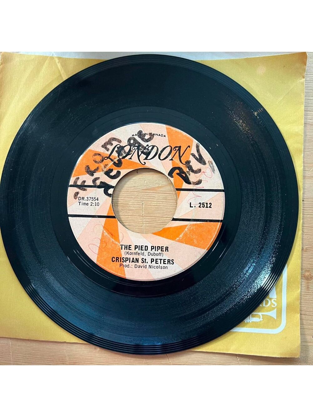 Crispian St. Peters - The Pied Piper/Sweet Dawn my True Love 45rpm VG+ R08